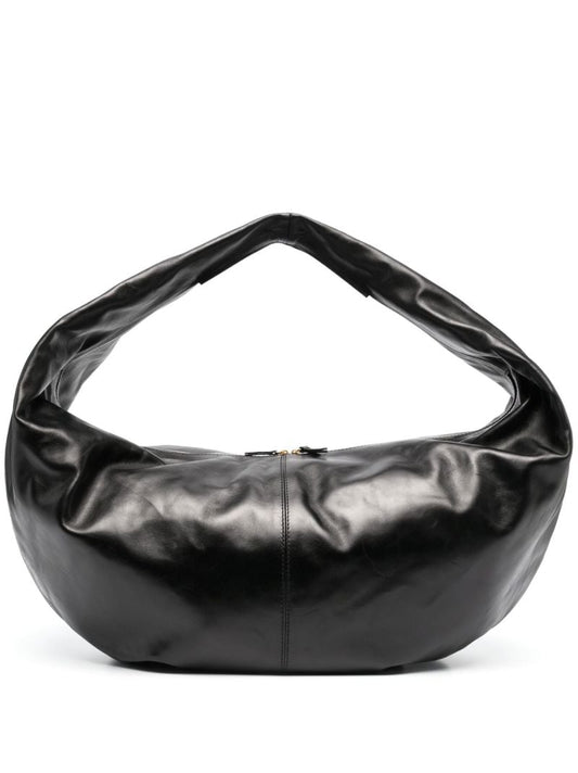 Black Olivia Large Leather Shoulder Bag