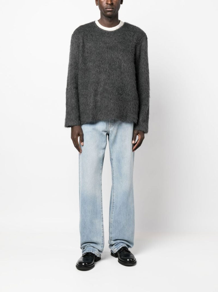 Grey Double Lock U Neck Jumper