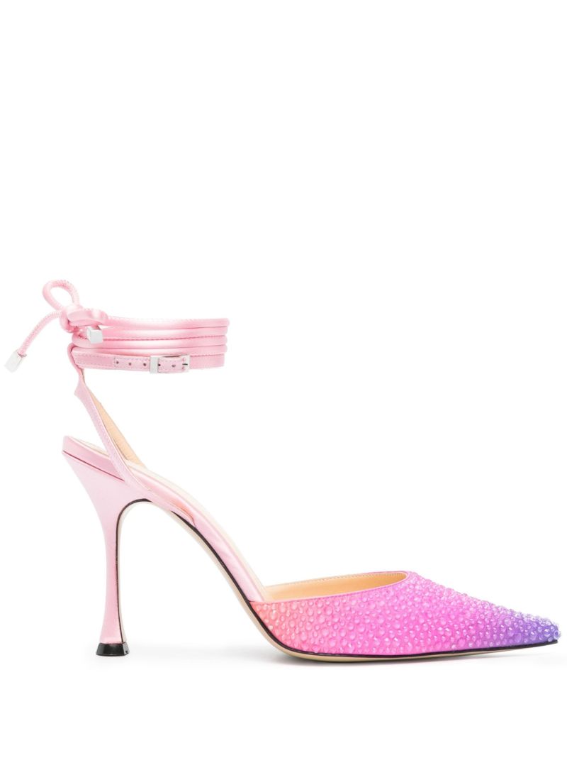 Pink Galactic 100 Crystal Satin Pumps