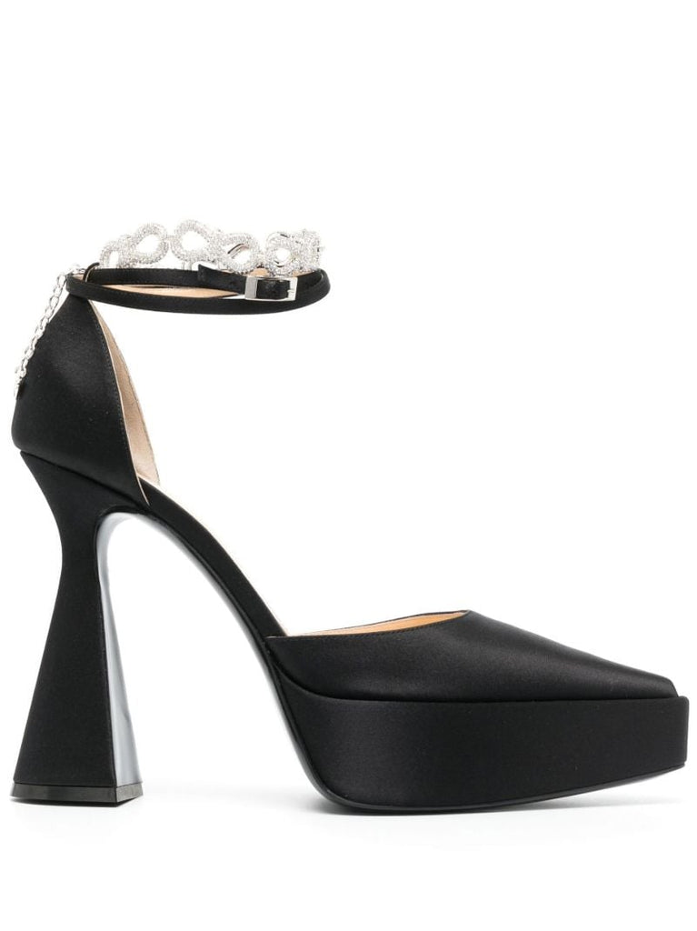 Black Bow Chain 140 Satin Pumps