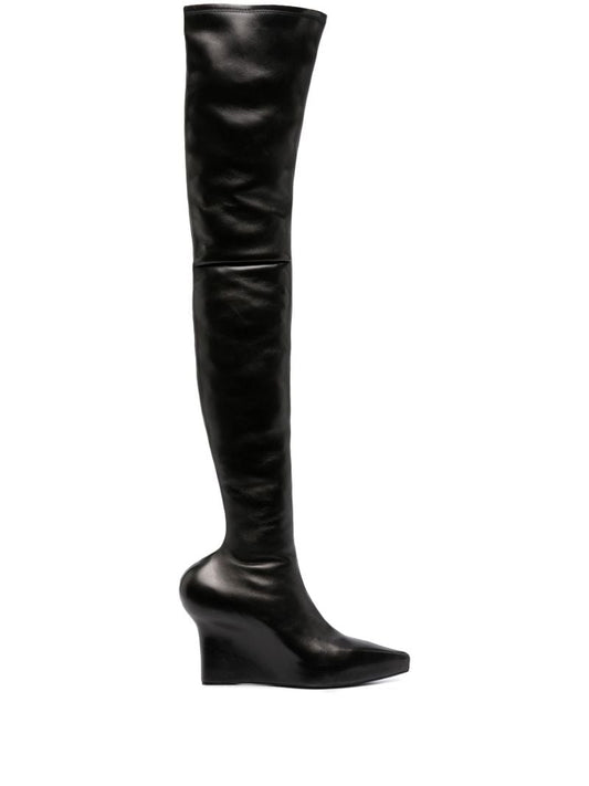 Black 80 Leather Thigh-high Boots