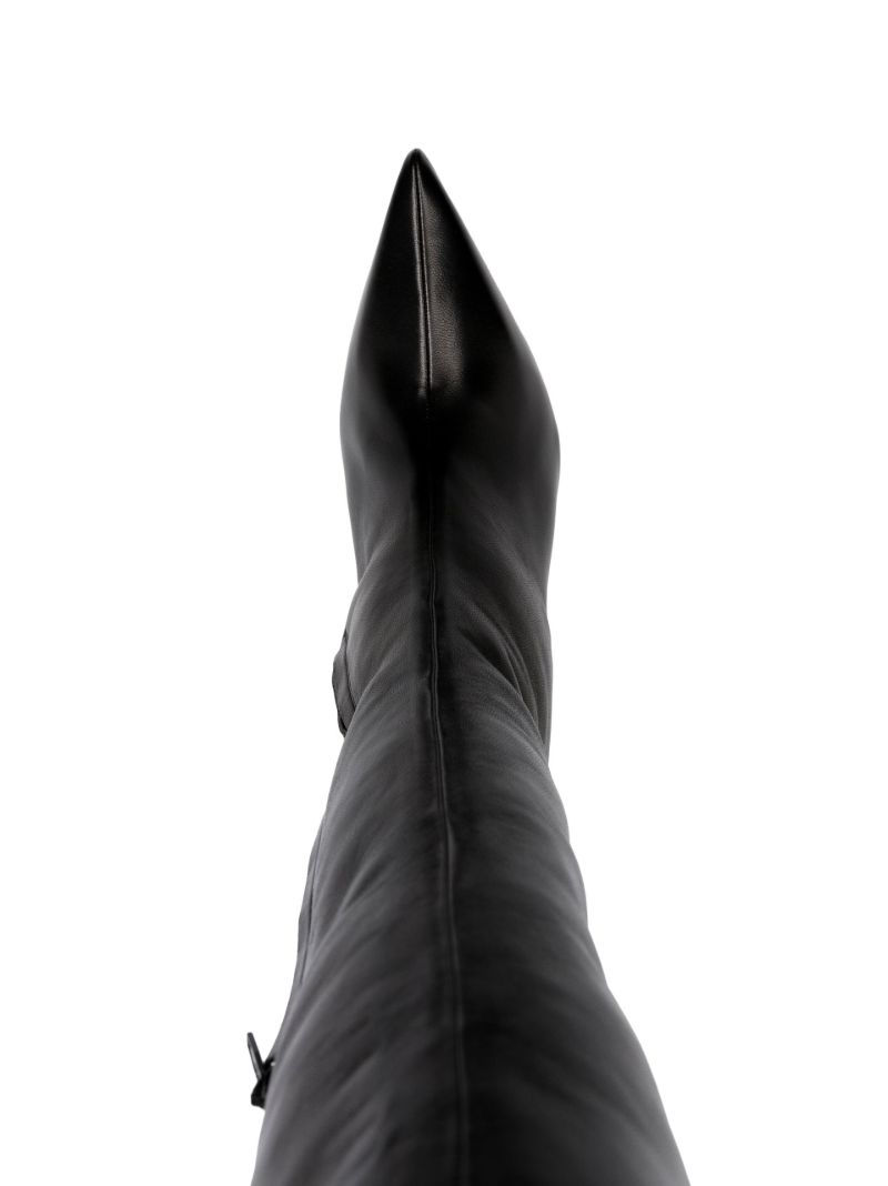 Black 80 Leather Thigh-high Boots