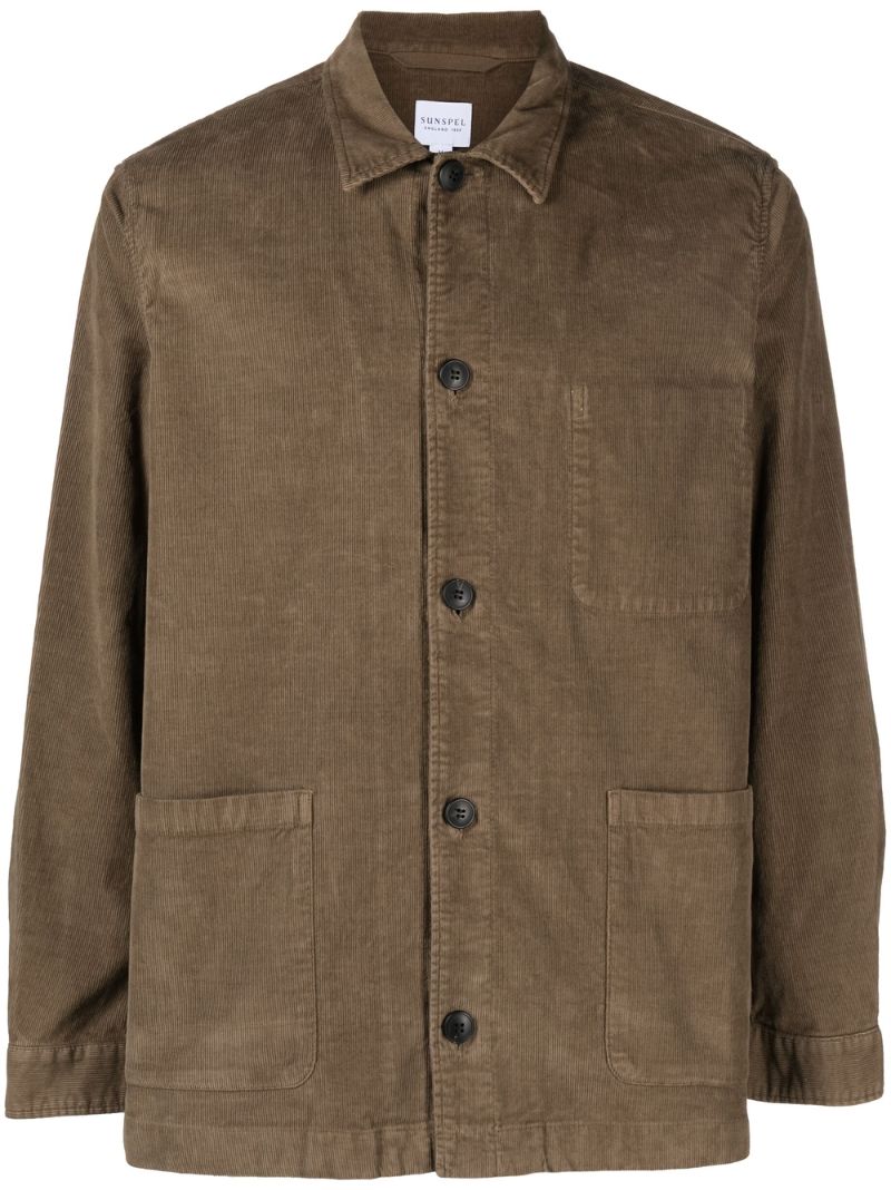 Brown Cotton Corduroy Shirt Jacket