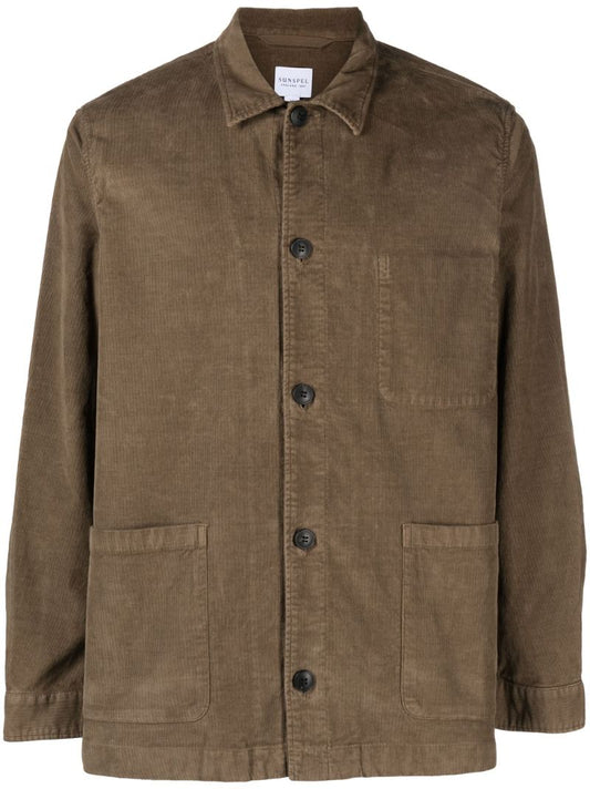 Brown Cotton Corduroy Shirt Jacket