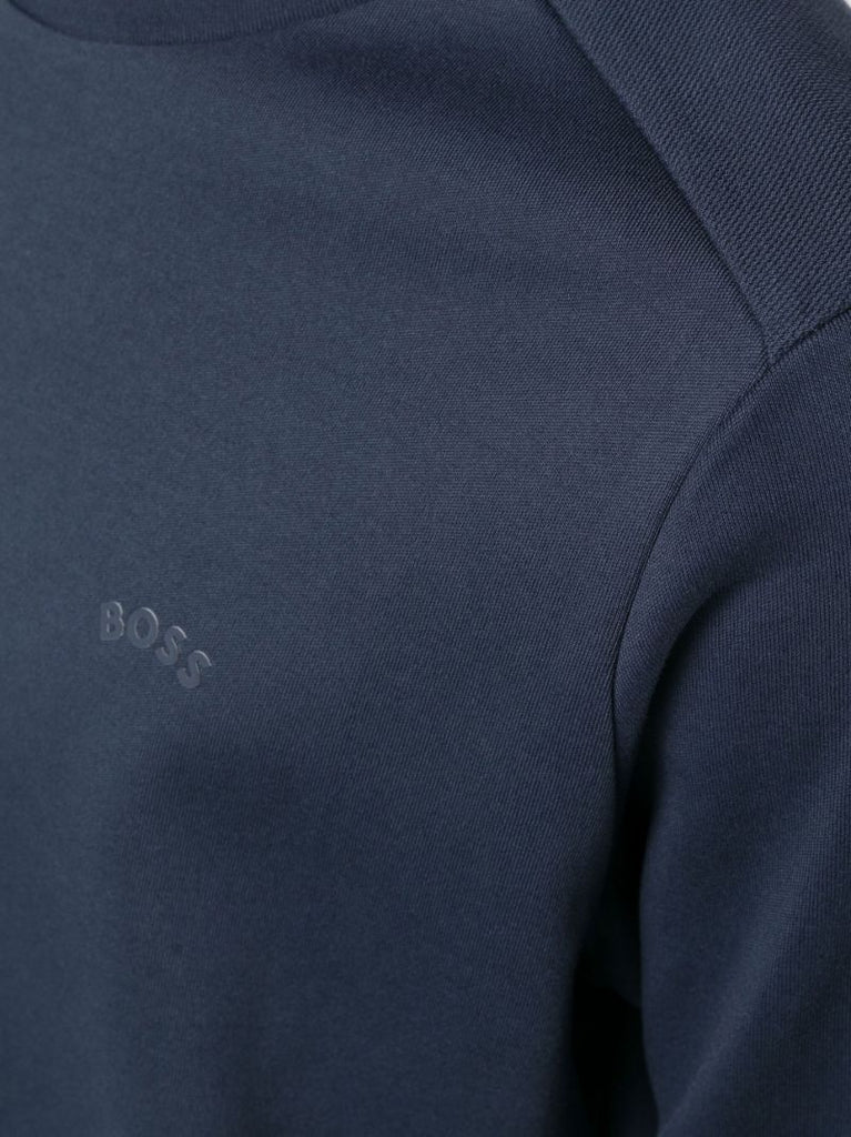 Navy Salbo Curved Cotton Sweatshirt