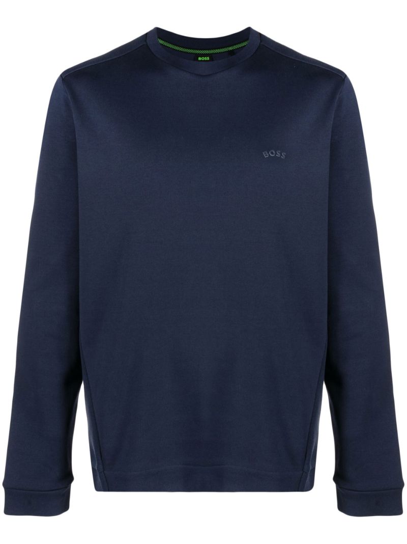 Navy Salbo Curved Cotton Sweatshirt
