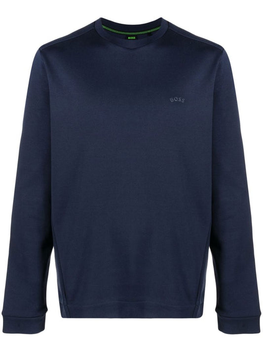 Navy Salbo Curved Cotton Sweatshirt
