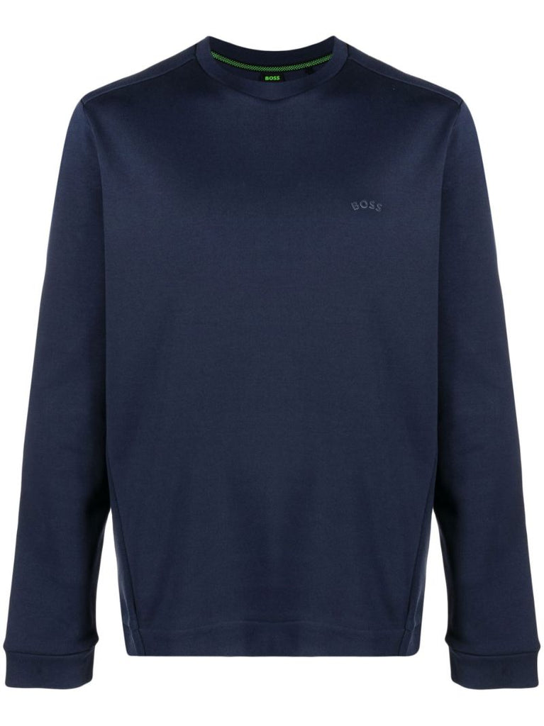 Navy Salbo Curved Cotton Sweatshirt