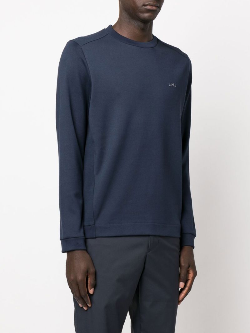 Navy Salbo Curved Cotton Sweatshirt