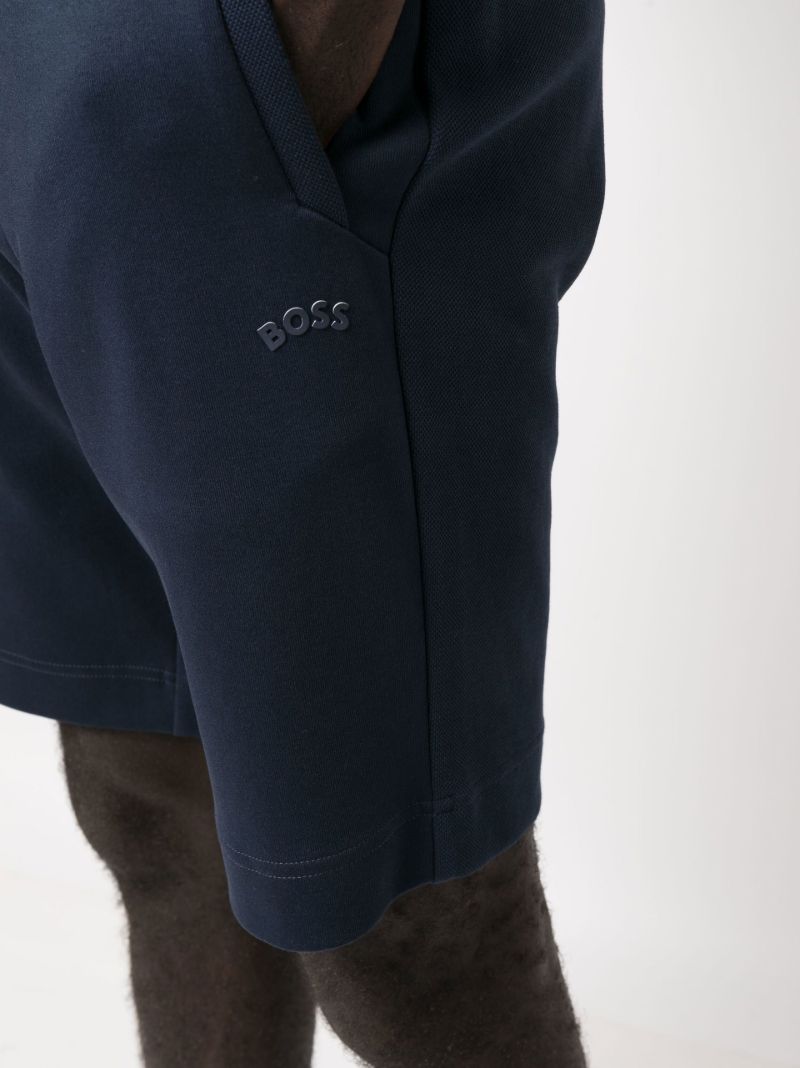 Navy Headlo Curved Cotton Track Shorts