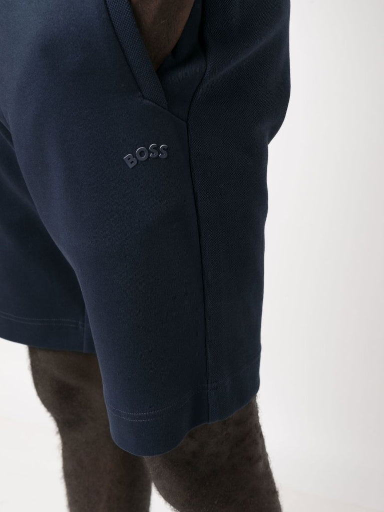 Navy Headlo Curved Cotton Track Shorts