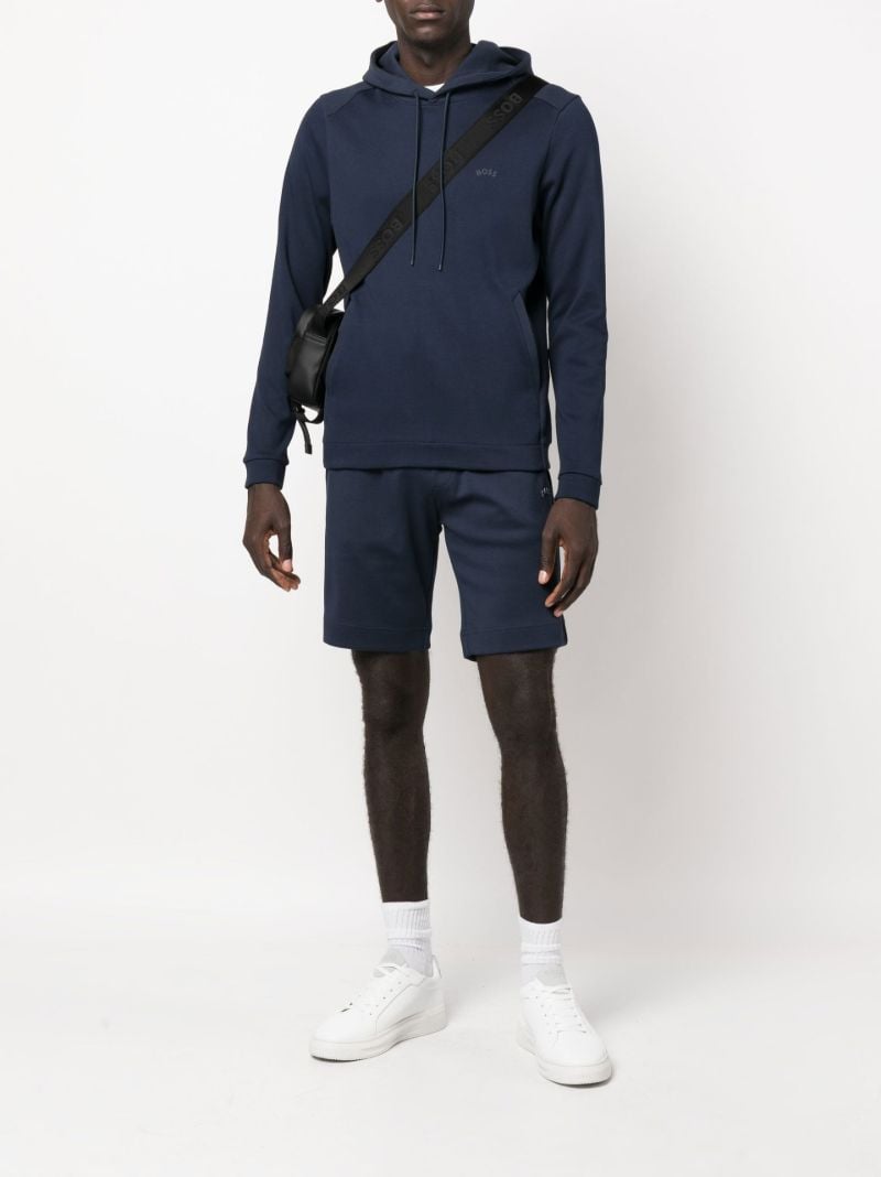 Navy Headlo Curved Cotton Track Shorts