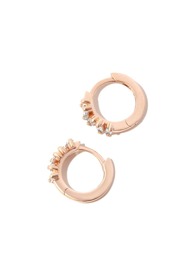 18kt Rose Gold Bold Diamond Huggie Earrings