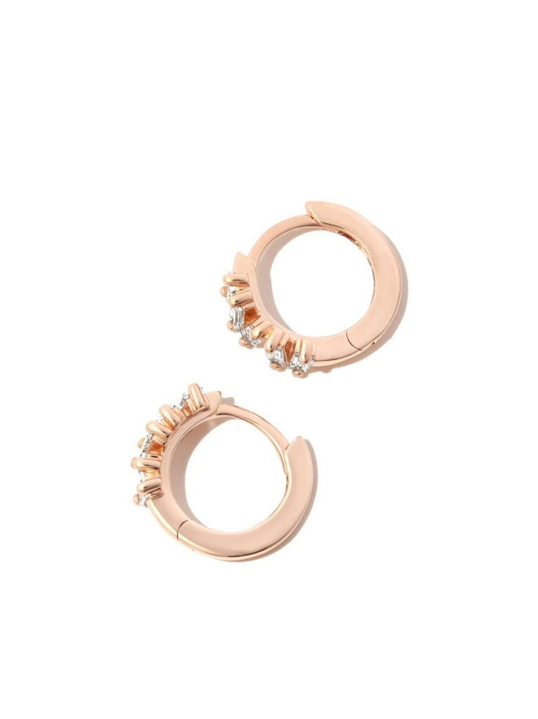 18kt Rose Gold Bold Diamond Huggie Earrings