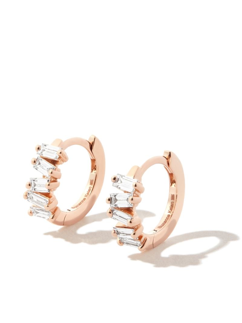 18kt Rose Gold Bold Diamond Huggie Earrings