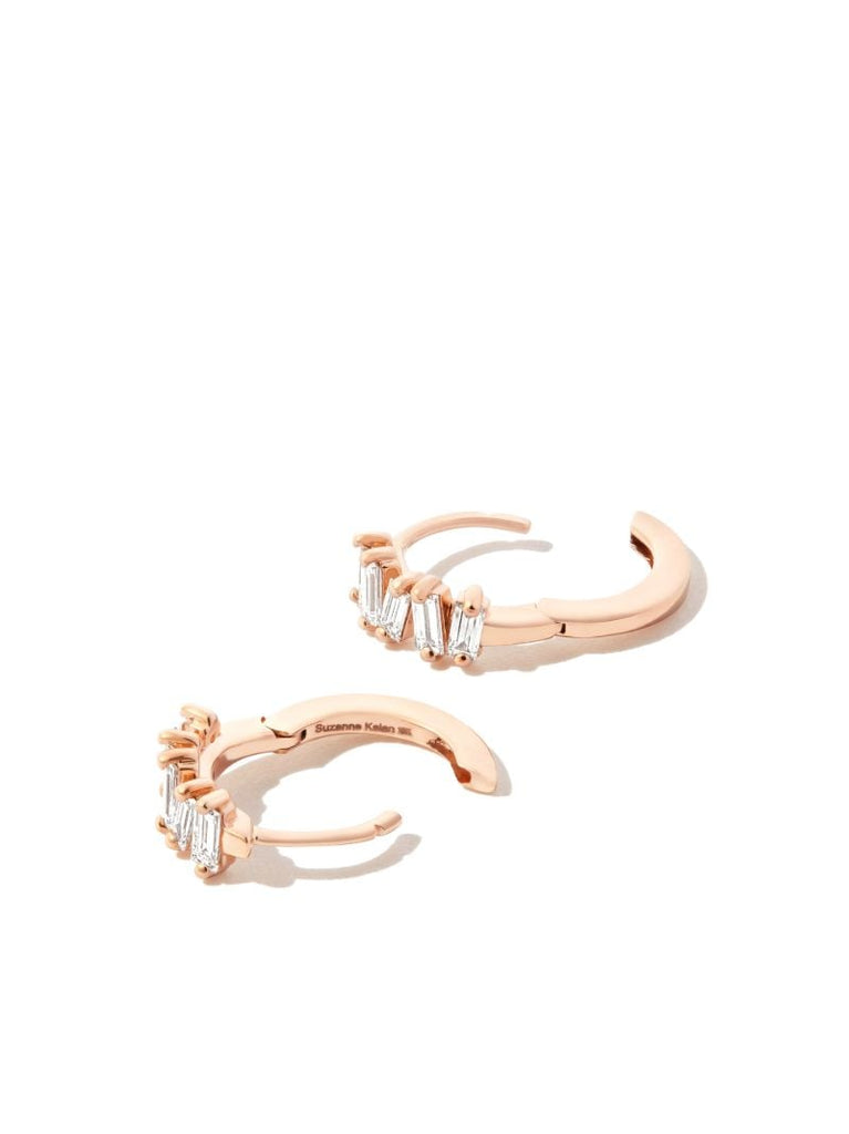 18kt Rose Gold Bold Diamond Huggie Earrings