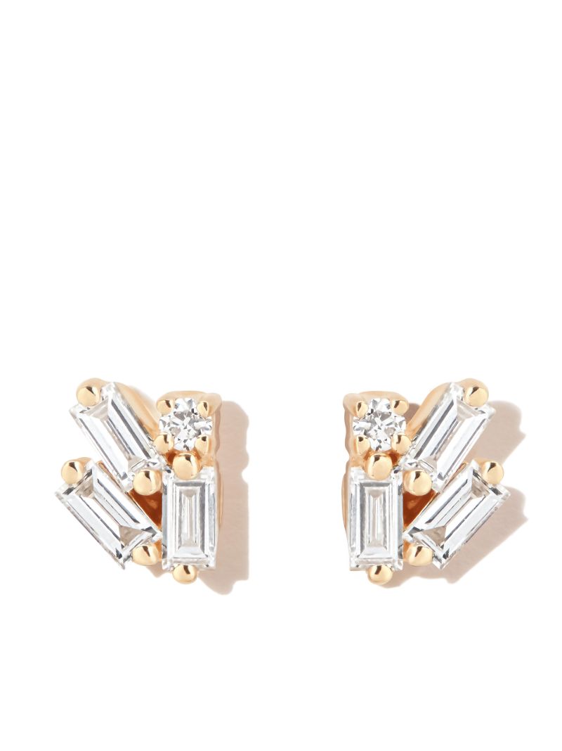 18kt Yellow Gold Bold Cluster Diamond Stud Earrings
