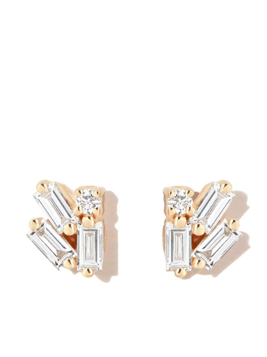 18kt Yellow Gold Bold Cluster Diamond Stud Earrings