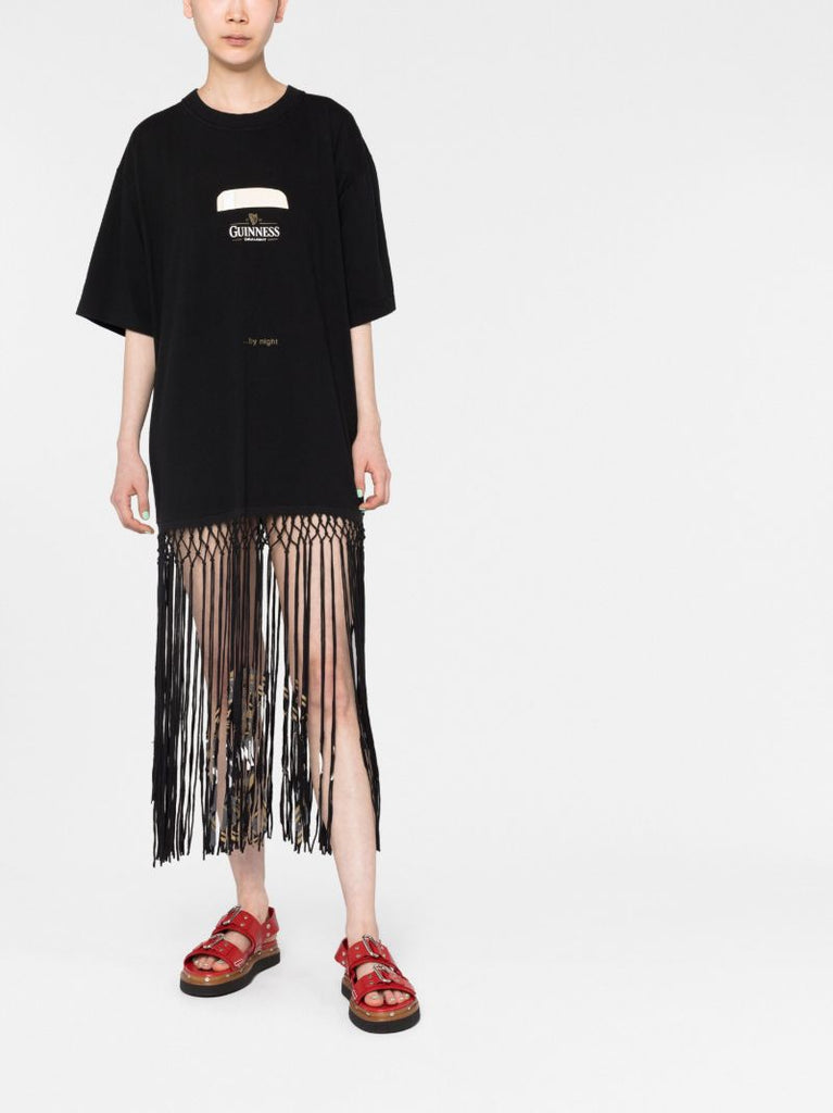 Black Macrame Jersey Dress