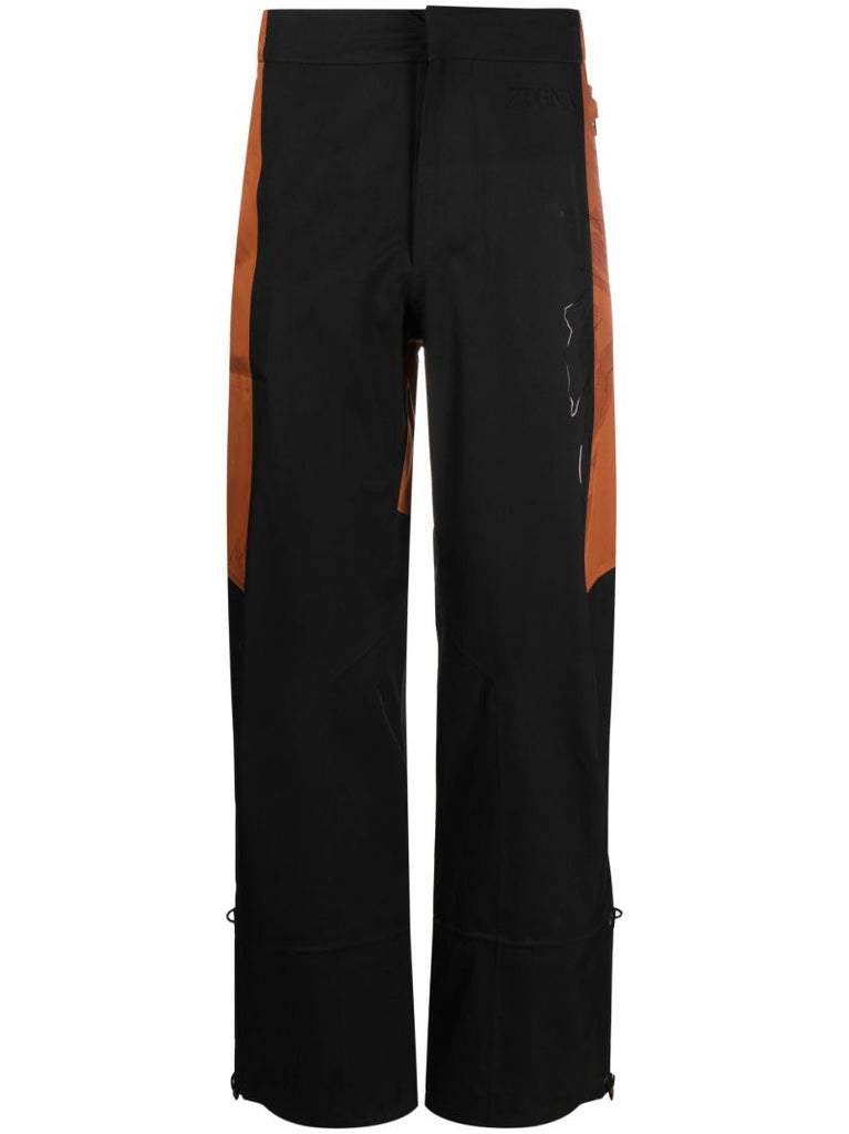 Black Toggle-cuff Straight-leg Trousers