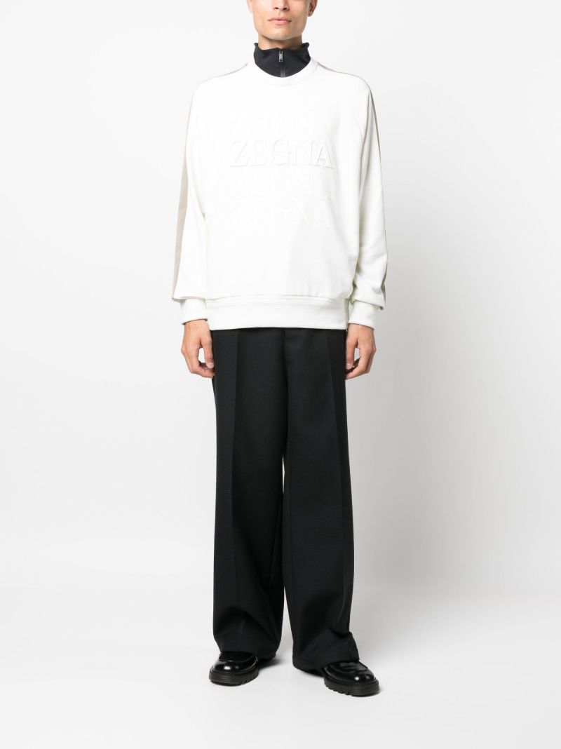 White Logo Embossed Cotton Sweatshirt