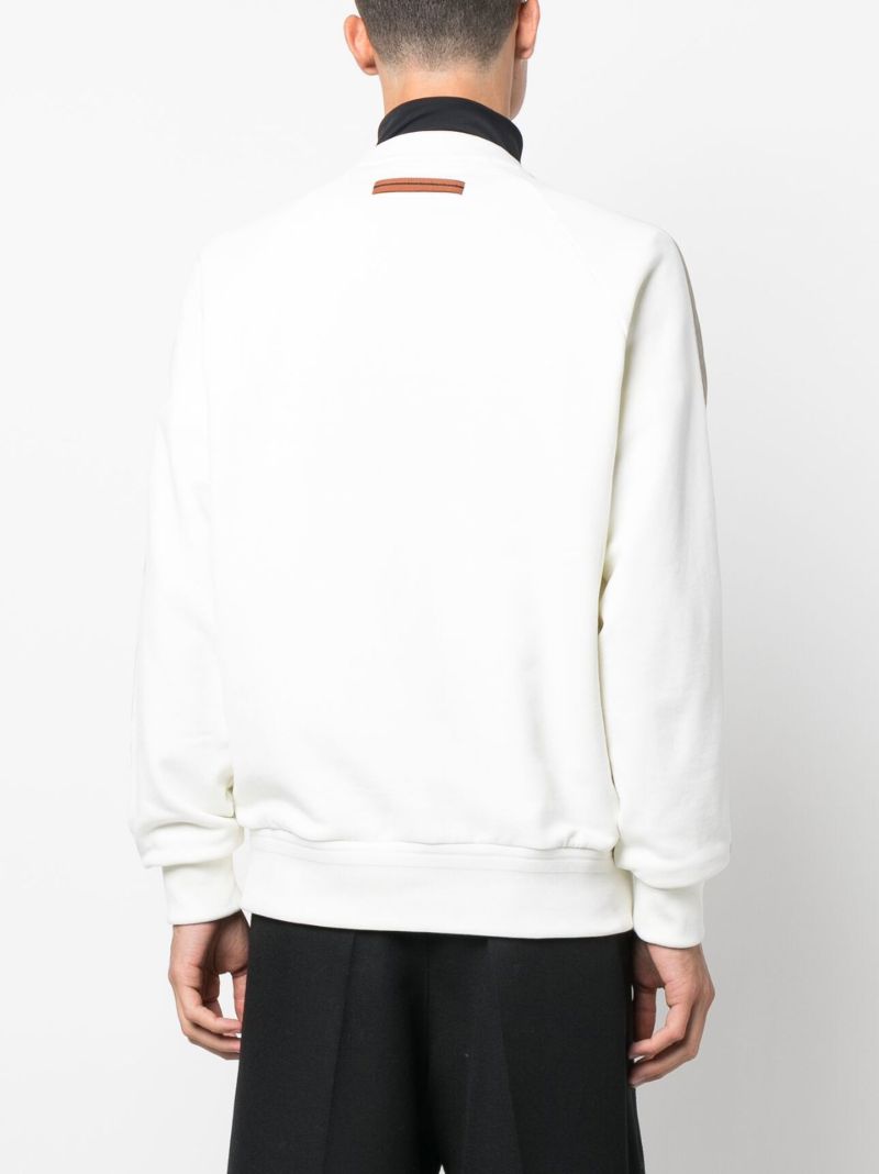 White Logo Embossed Cotton Sweatshirt