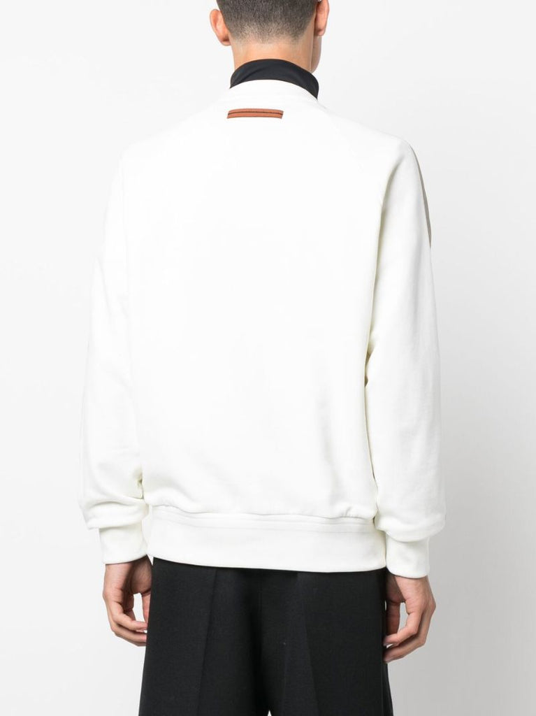 White Logo Embossed Cotton Sweatshirt
