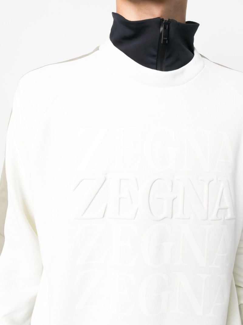 White Logo Embossed Cotton Sweatshirt