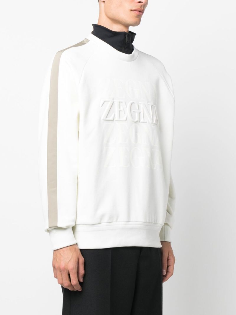 White Logo Embossed Cotton Sweatshirt