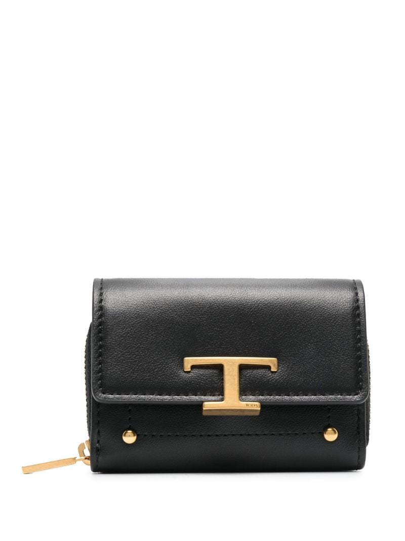 Black Logo Plaque Leather Purse