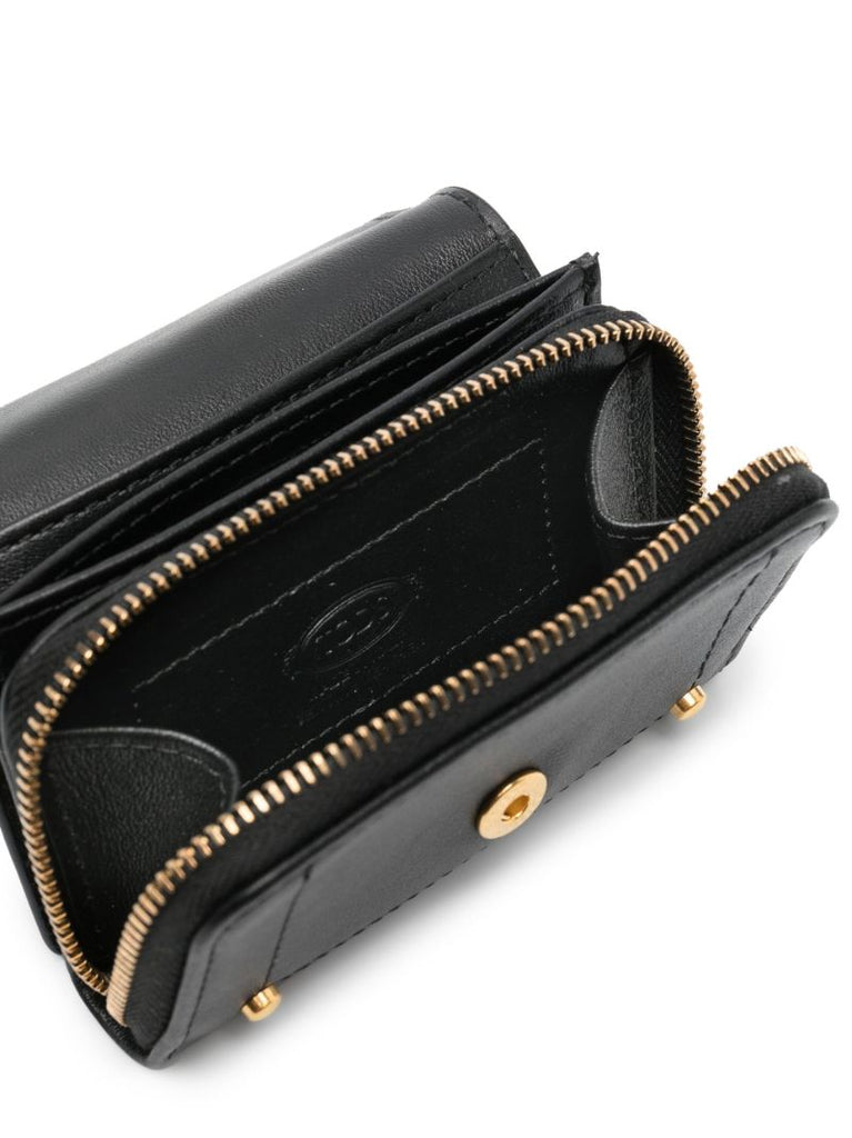 Black Logo Plaque Leather Purse