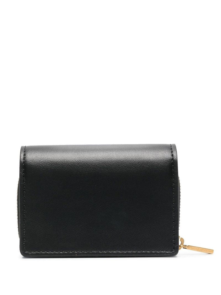 Black Logo Plaque Leather Purse