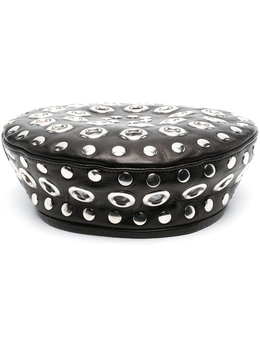 Black Stud Embellished Hat