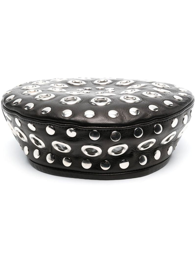 Black Stud Embellished Hat