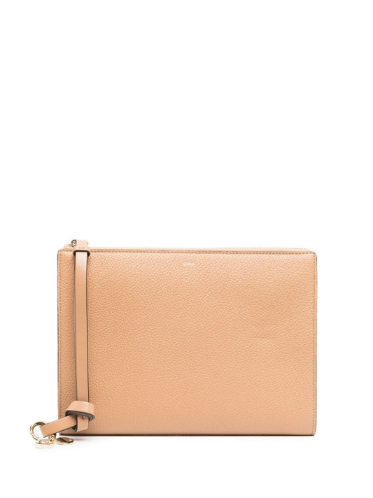 Neutral Alphabet Leather Clutch Bag