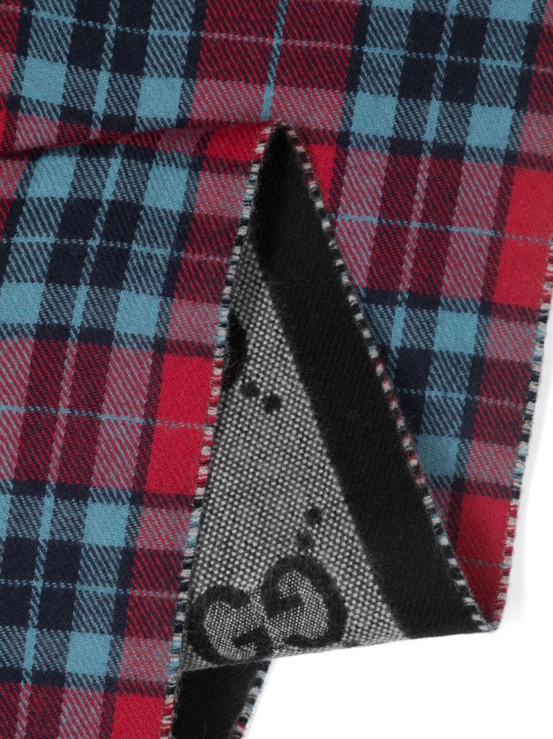 Red Checkered Monogram Wool Scarf