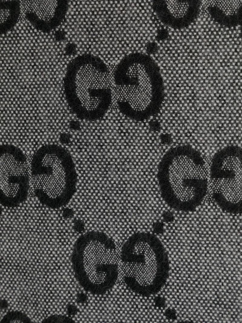 Red Checkered Monogram Wool Scarf