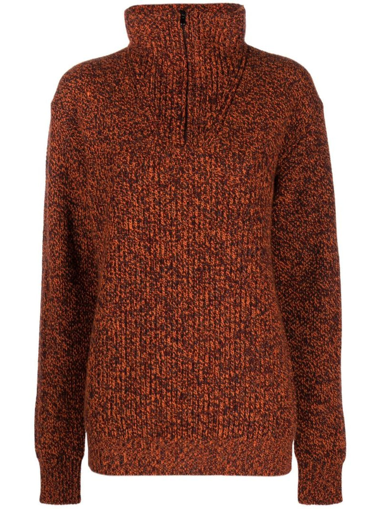 Orange Schooner Coarsehair Half-zip Sweater