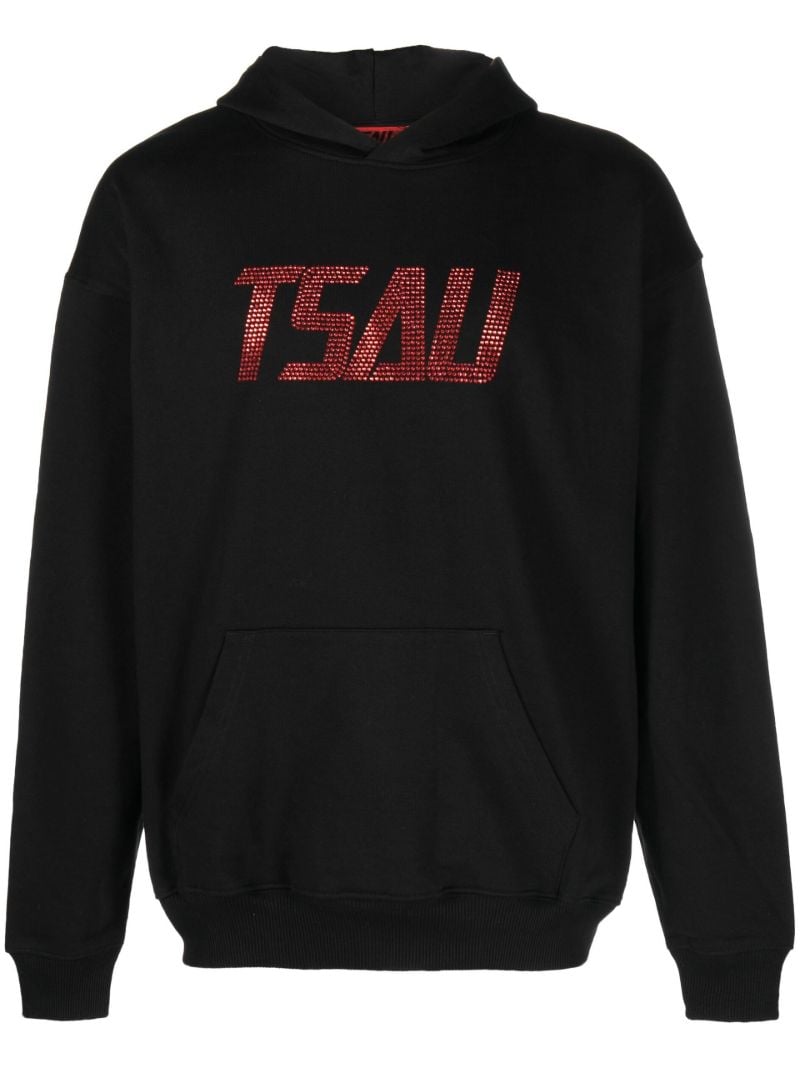 Black Rhinestone Logo Hoodie