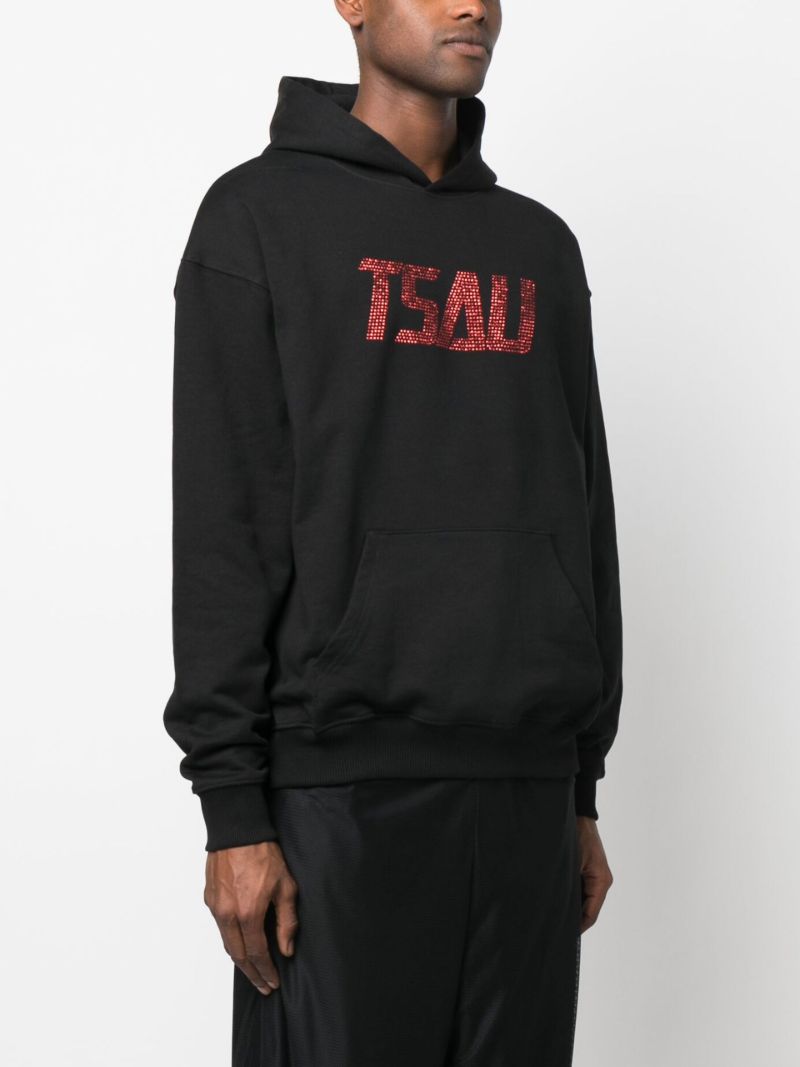 Black Rhinestone Logo Hoodie
