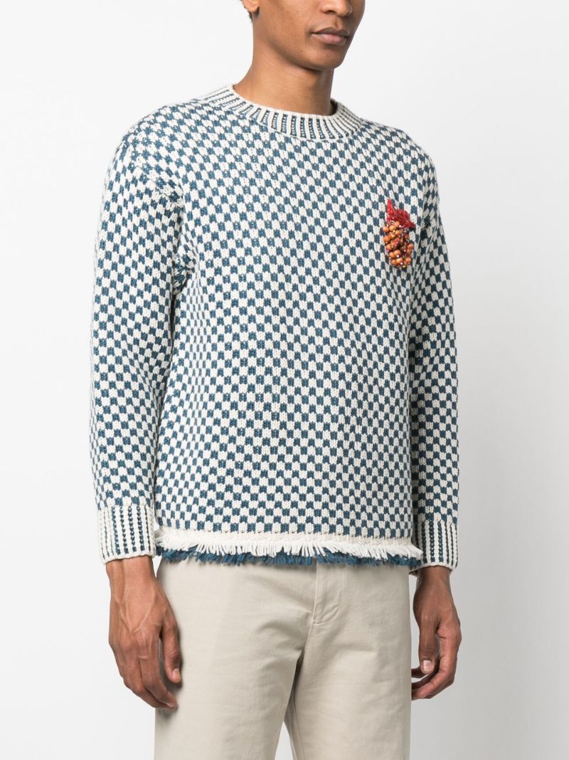 Blue Talsi Fair Isle Checkerboard Knit Sweater