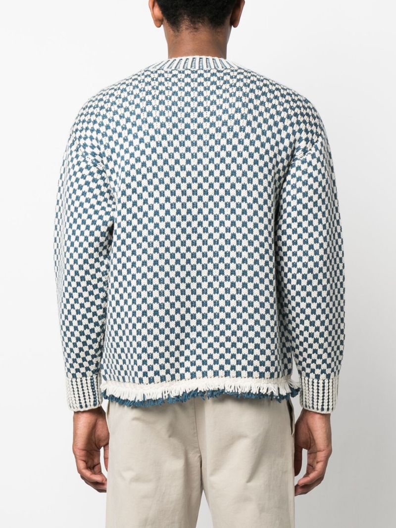 Blue Talsi Fair Isle Checkerboard Knit Sweater