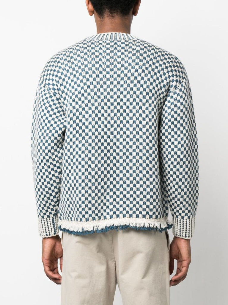 Blue Talsi Fair Isle Checkerboard Knit Sweater