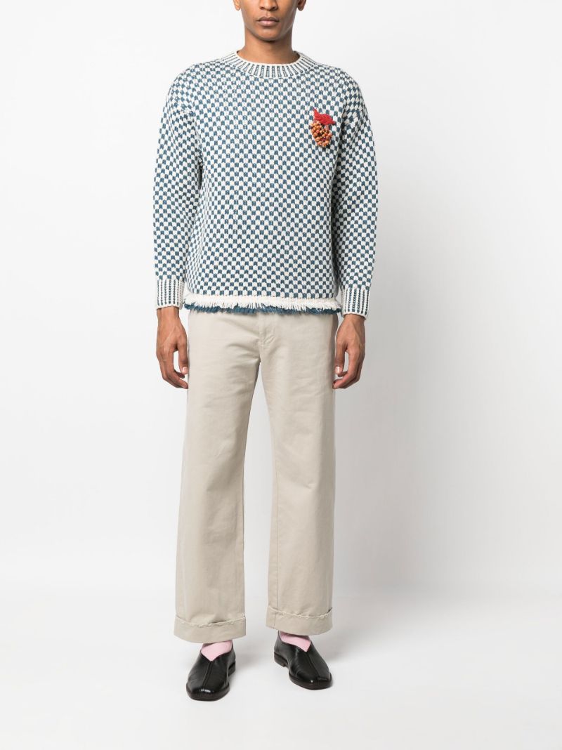 Blue Talsi Fair Isle Checkerboard Knit Sweater