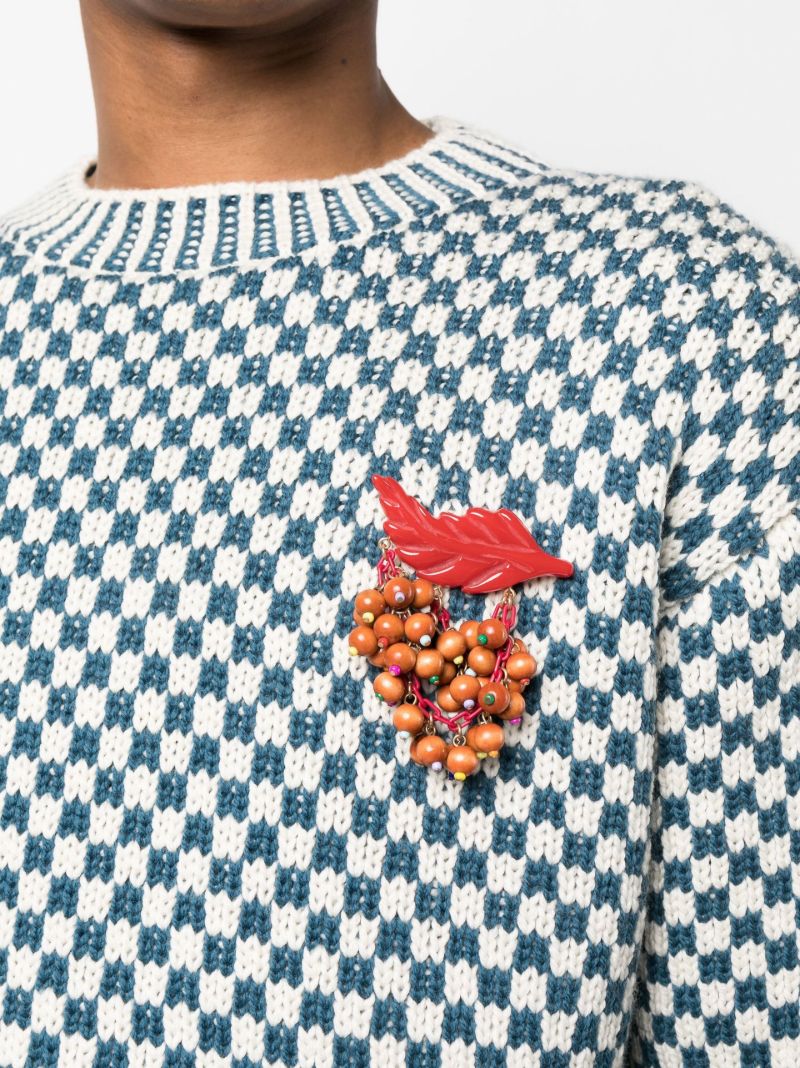 Blue Talsi Fair Isle Checkerboard Knit Sweater