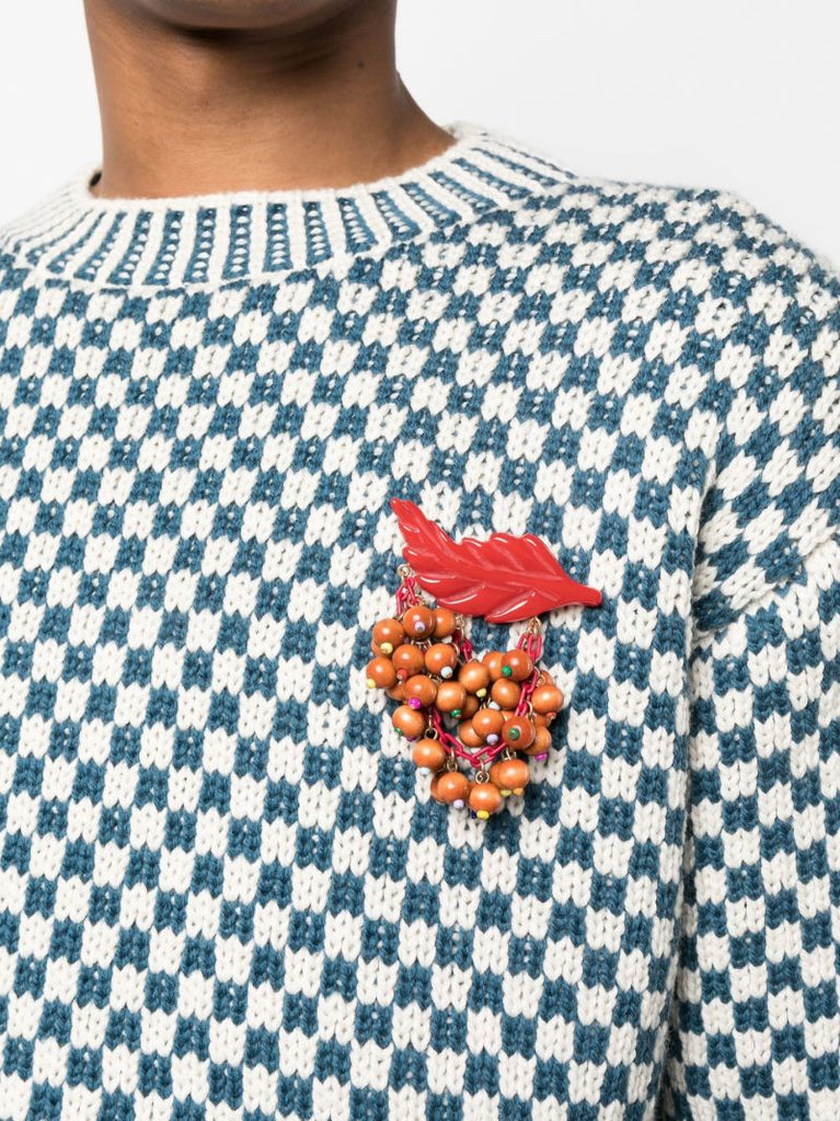 Blue Talsi Fair Isle Checkerboard Knit Sweater