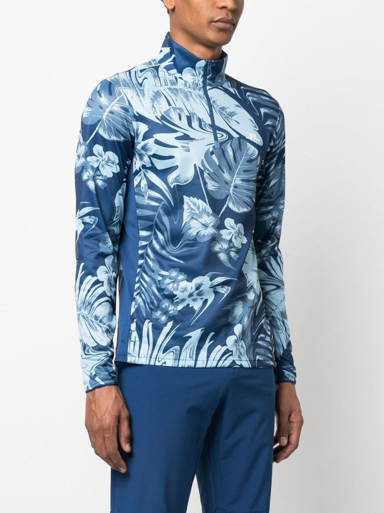 Blue Emanuel Hibiscus Bloom Golf Top