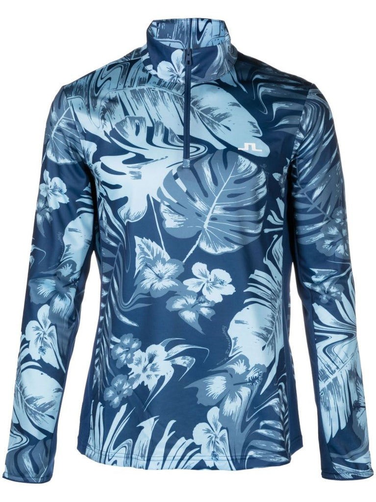 Blue Emanuel Hibiscus Bloom Golf Top