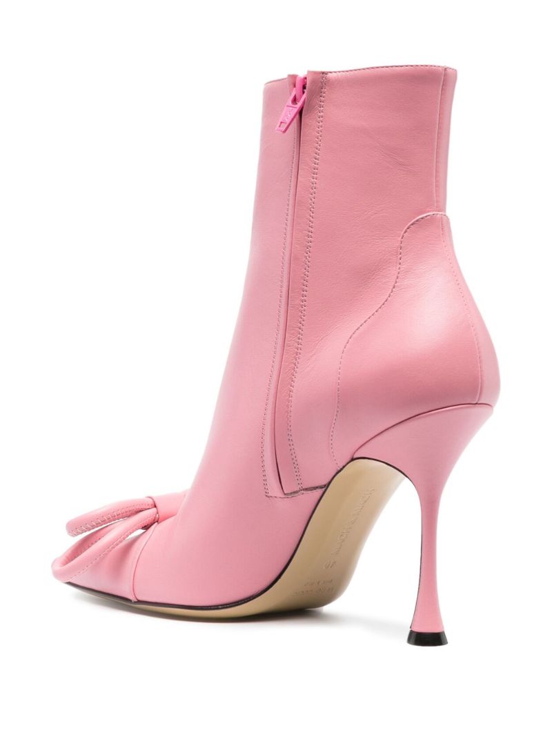 Pink Double Bow 100 Leather Ankle Boots