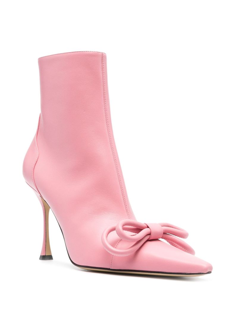 Pink Double Bow 100 Leather Ankle Boots